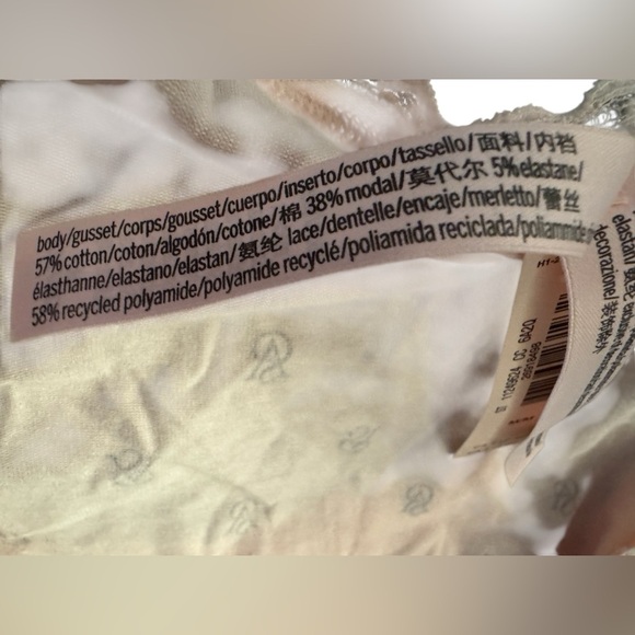 Victorias Secret Pale Pink Lace Trim Black Logo Panties Women - size Medium - Picture 3 of 8